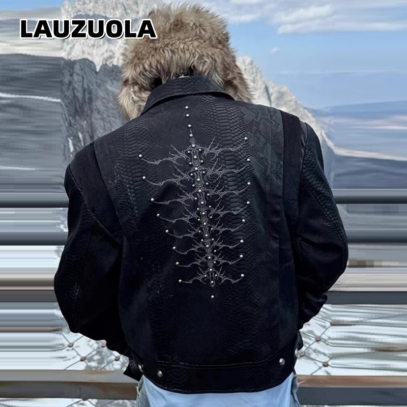 Embroidery Knit - Giacca Nera da Uomo con Stampa