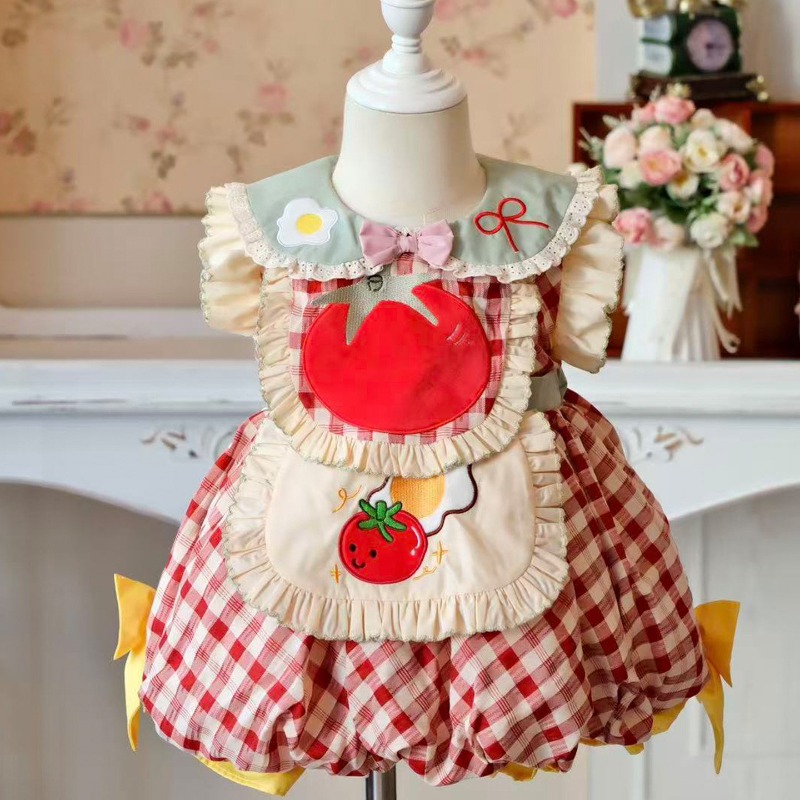 Embroidery Apron - Abito Lolita per Bambine Stile Cottagecore,