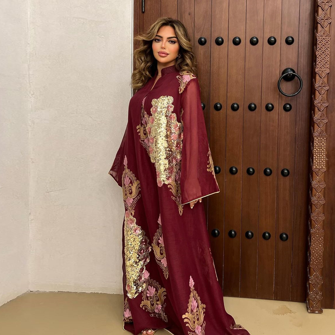 Embroidery Arabic - Abito lungo da donna musulmana con