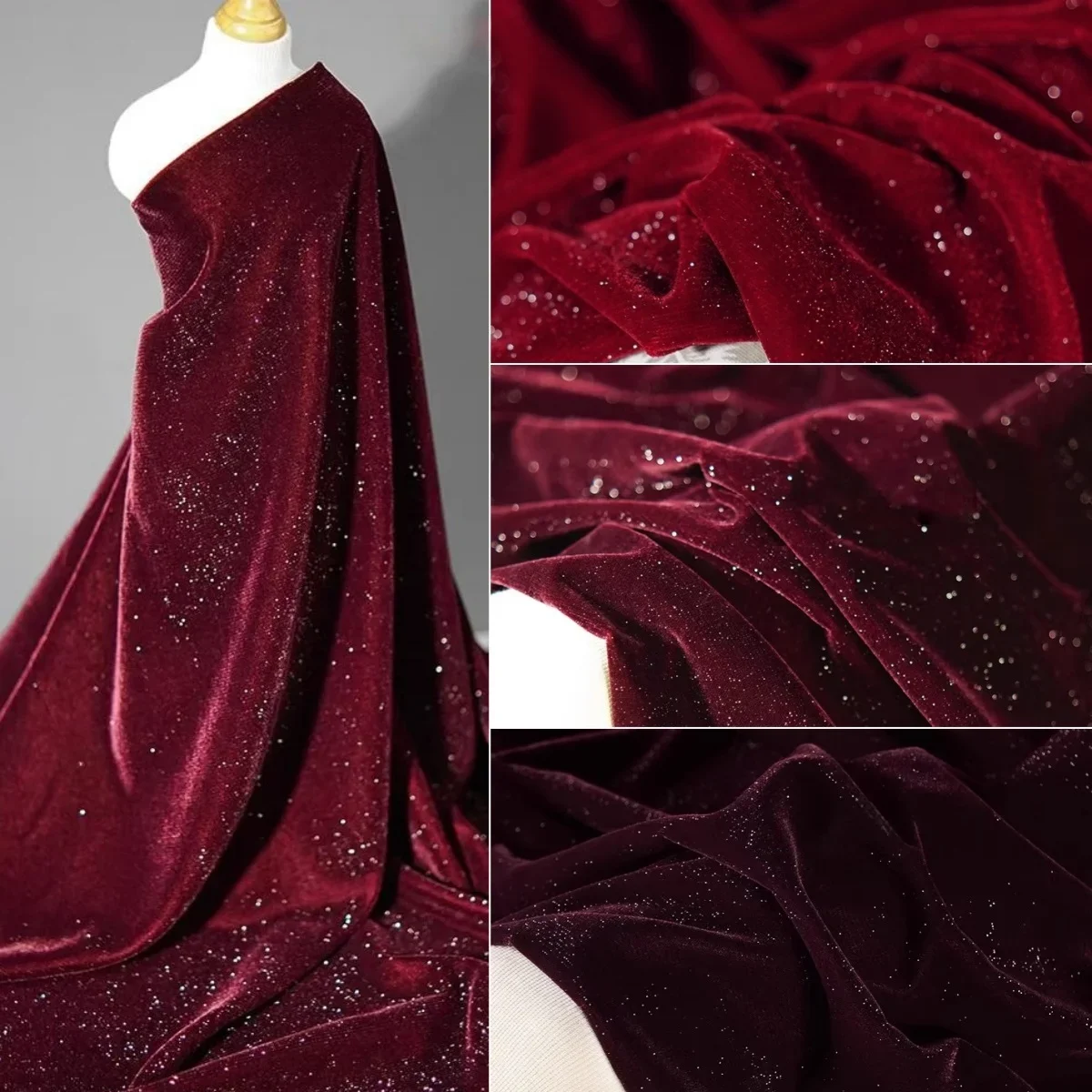 Velvet Fabric Embroidery - Tessuto stellato in velluto scintillante con