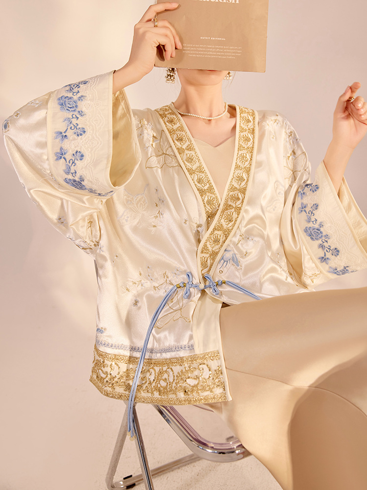 Embroidery Knit - Giacca Larga di Lusso con Ricamo
