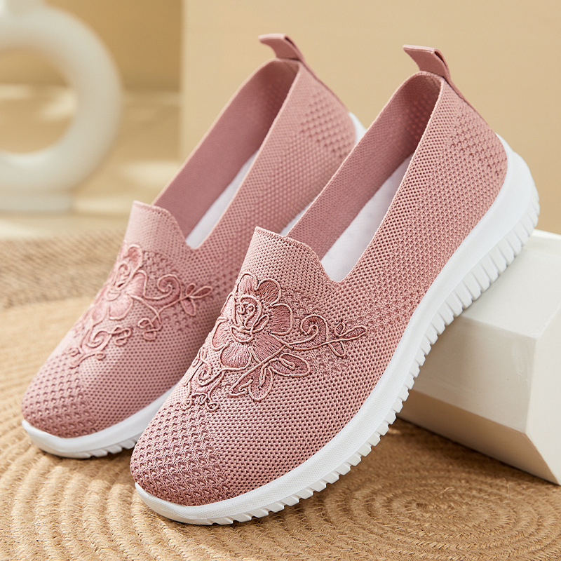 Embroidery Knit - Scarpe slip-on in maglia con ricamo