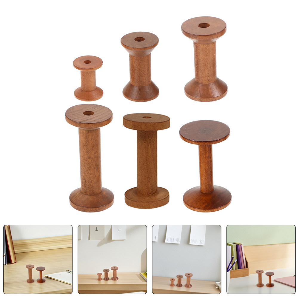 Embroidery Thread Yarn - 6 Pezzi di Rocchetti di Legno
