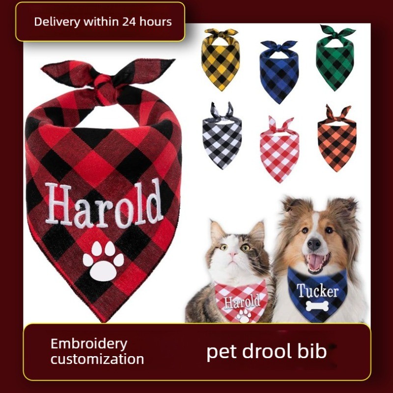 Embroidery Apron - Bandana per cani con nome ricamato,