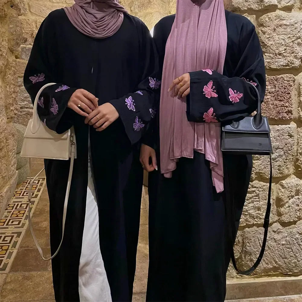 Embroidery Arabic - Abaya Kimono Aperto con Ricamo a